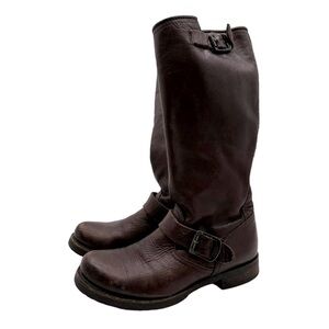 Frye Boots Veronica Slouch Moto Leather Pull On Riding Biker